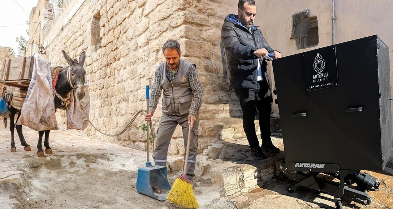 Mardin’de çöp taşıyan kadrolu eşeklerin yerine kullanılacak aracın saha testi tamamlandı